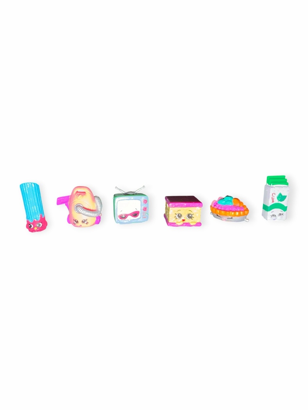 Shopkins Mini Character Set with Blue, Pink, Yellow, Gold, Green, White Accents